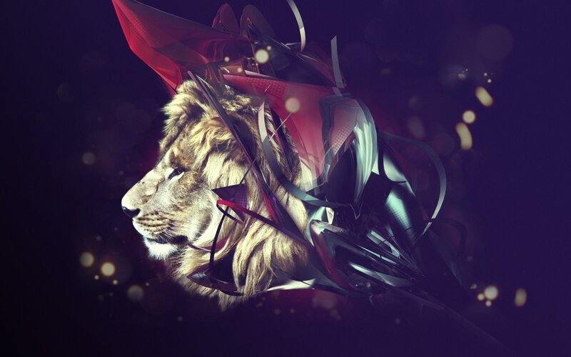 Lion Head Profile — Purple