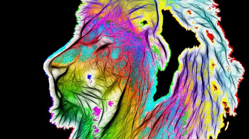 Lion Head Silhouette — Rainbow
