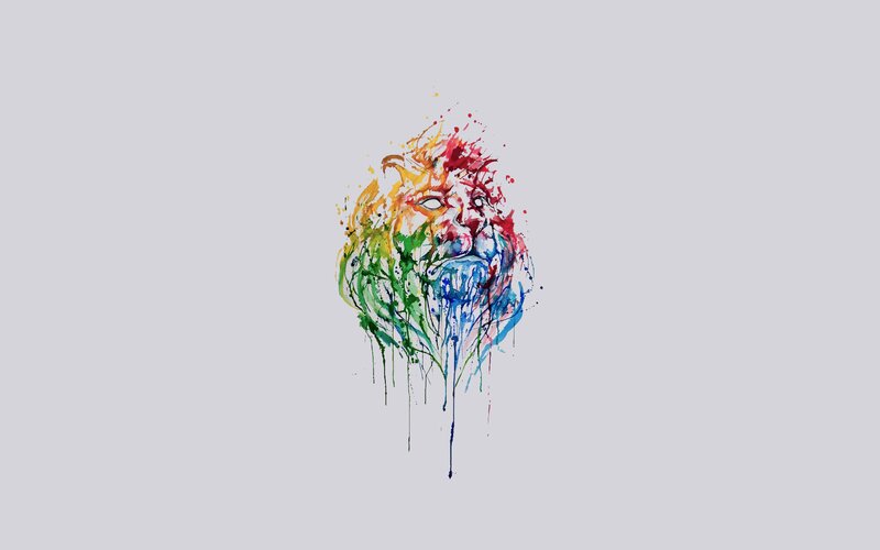 Lion Head Watercolor — Red