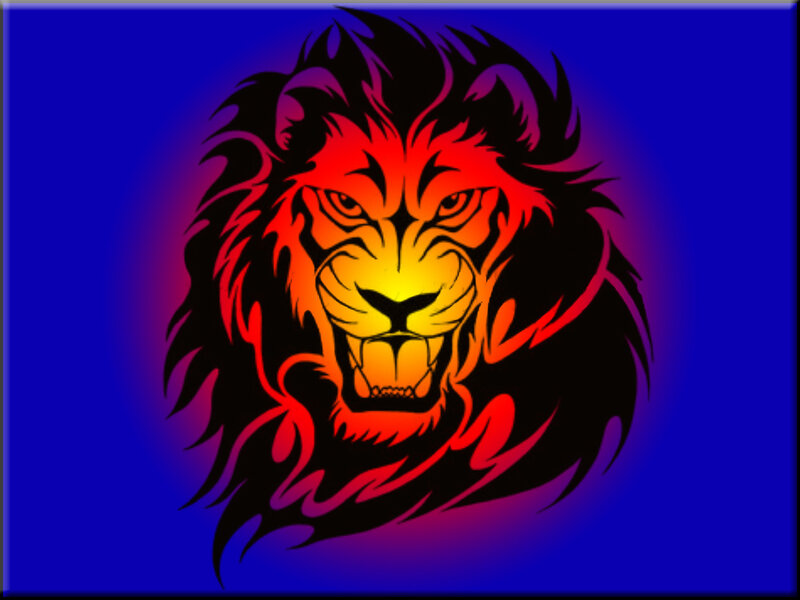 lion head with flame effect