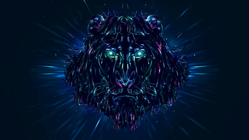 Lion Head with Glowing Eyes
