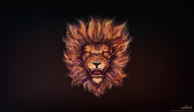 Lion Head with Open Mouth