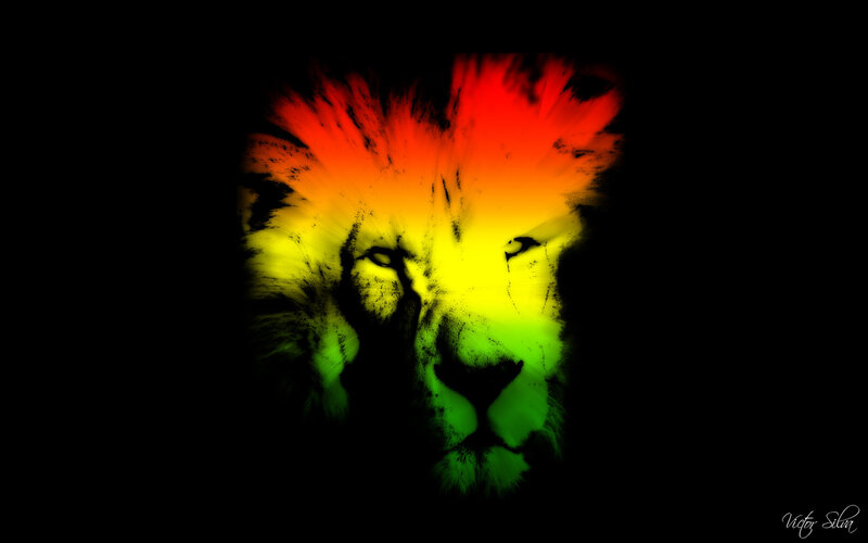 Lion Head with Rasta Colors