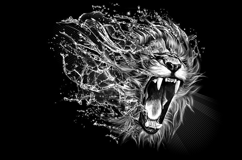 Lion Head with Water