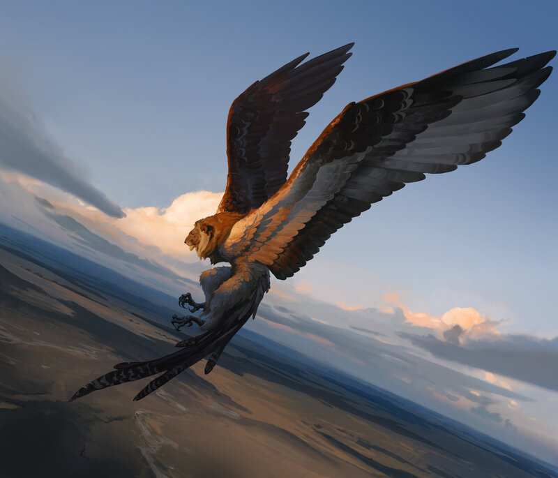 Lion-headed Bird in Flight