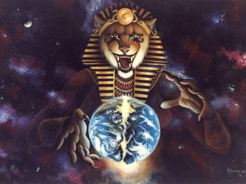 Lion-headed Deity Holding Earth