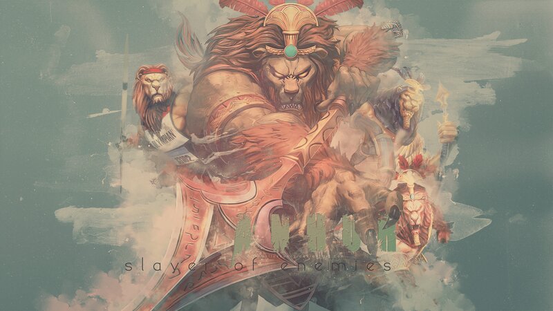 Lion-headed Warrior — Brown, Dramatic, Digital Art, Sword