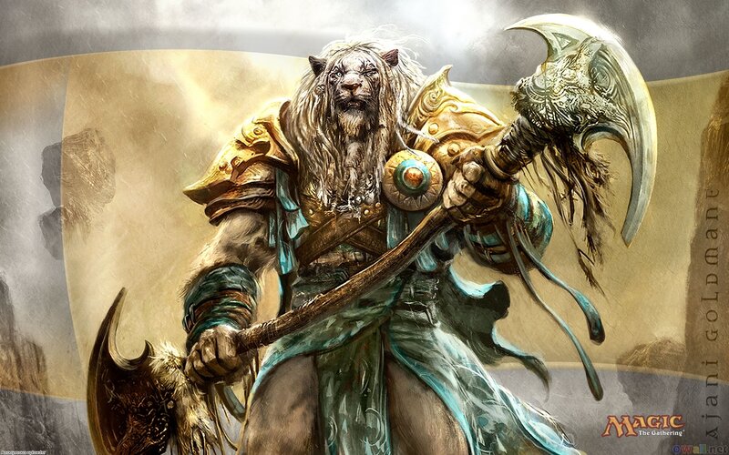 Lion-headed Warrior — Gold, Dramatic, Digital Art, Axe, Armor