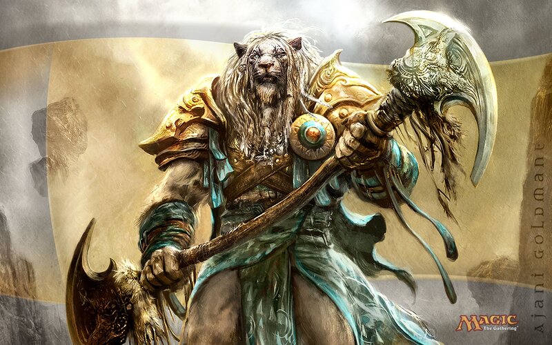 Lion-headed Warrior — Gold, Dramatic, Digital Art, Axe