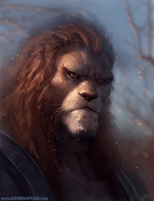 lion-headed warrior portrait