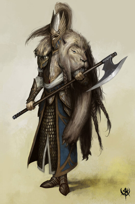 lion-headed warrior with axe
