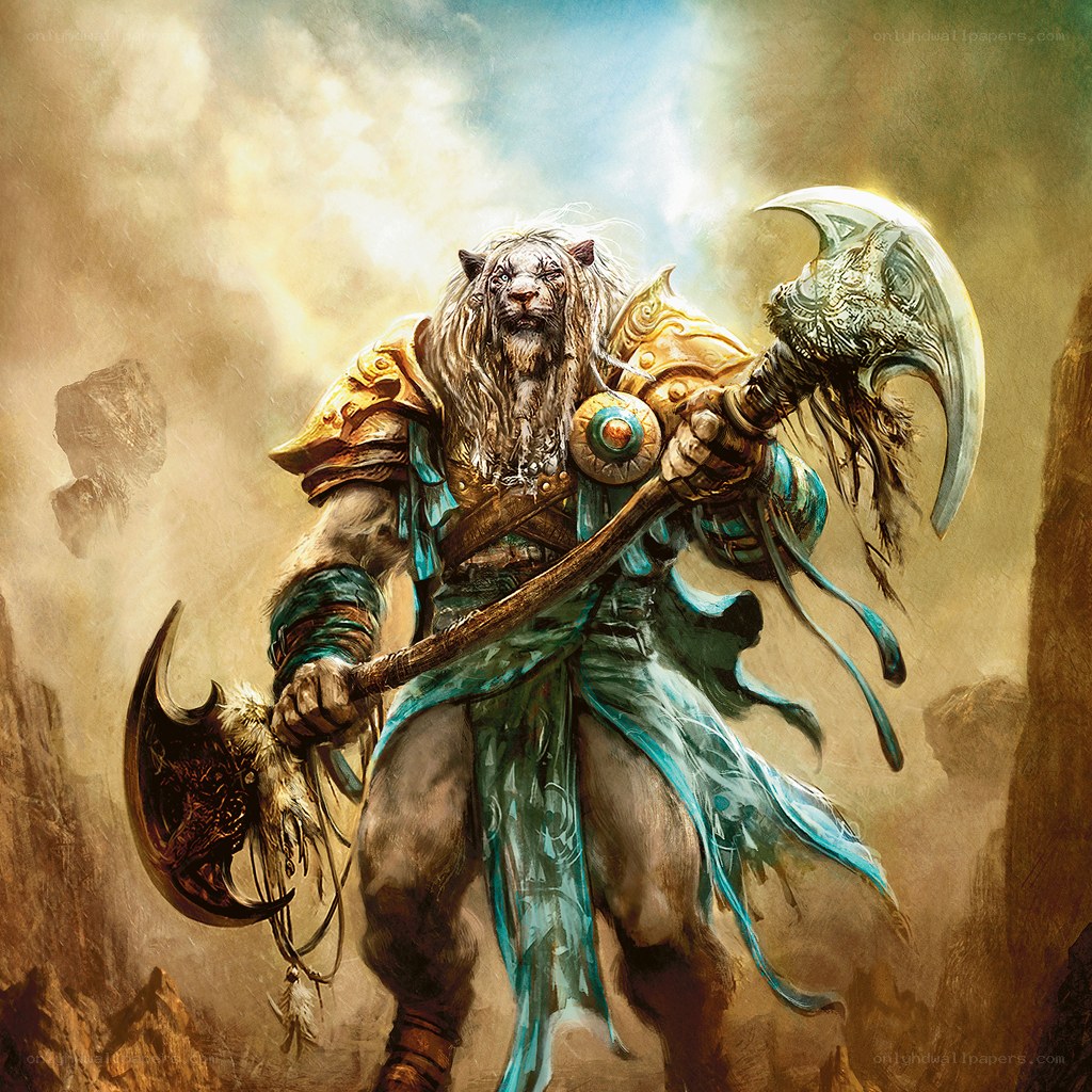 Lion-headed warrior with axe