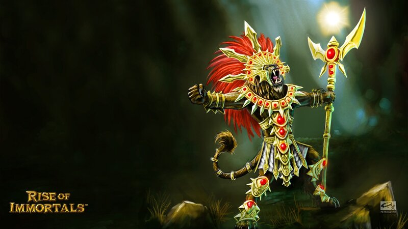 Lion-headed warrior with staff