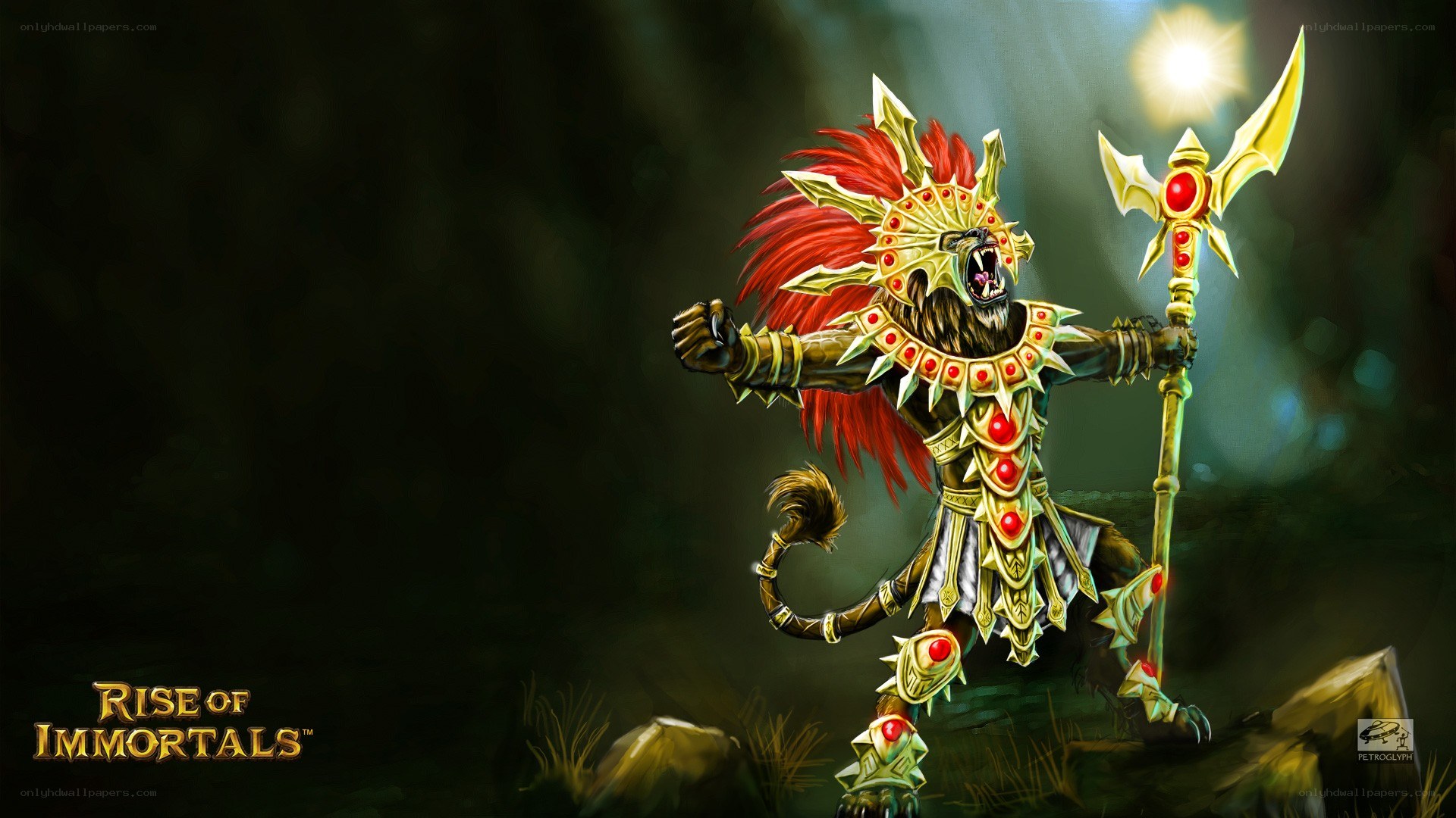 Lion-headed warrior with staff