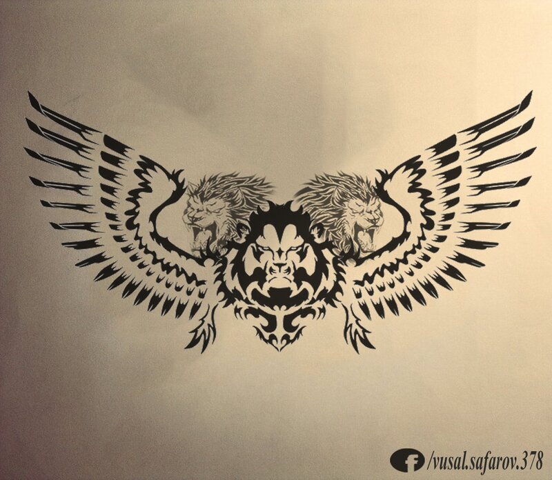 Lion Heads with Wings
