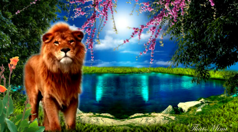 Lion in a Garden
