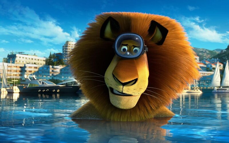 lion in diving goggles