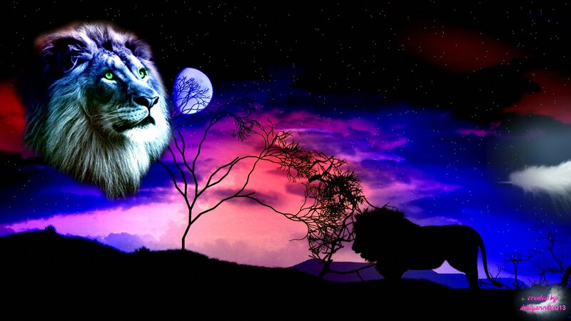 Lion in Night Sky
