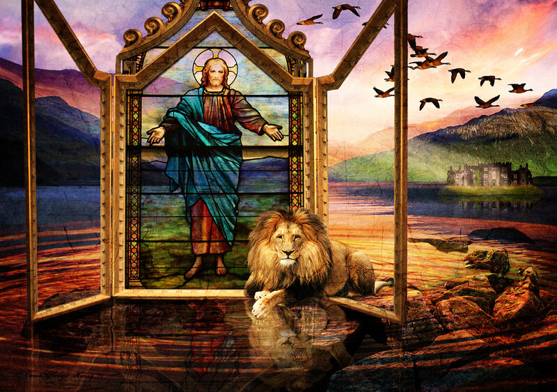 Lion in Stained Glass