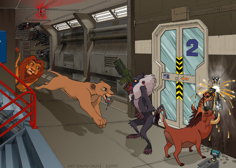 Lion King characters in a sci-fi setting