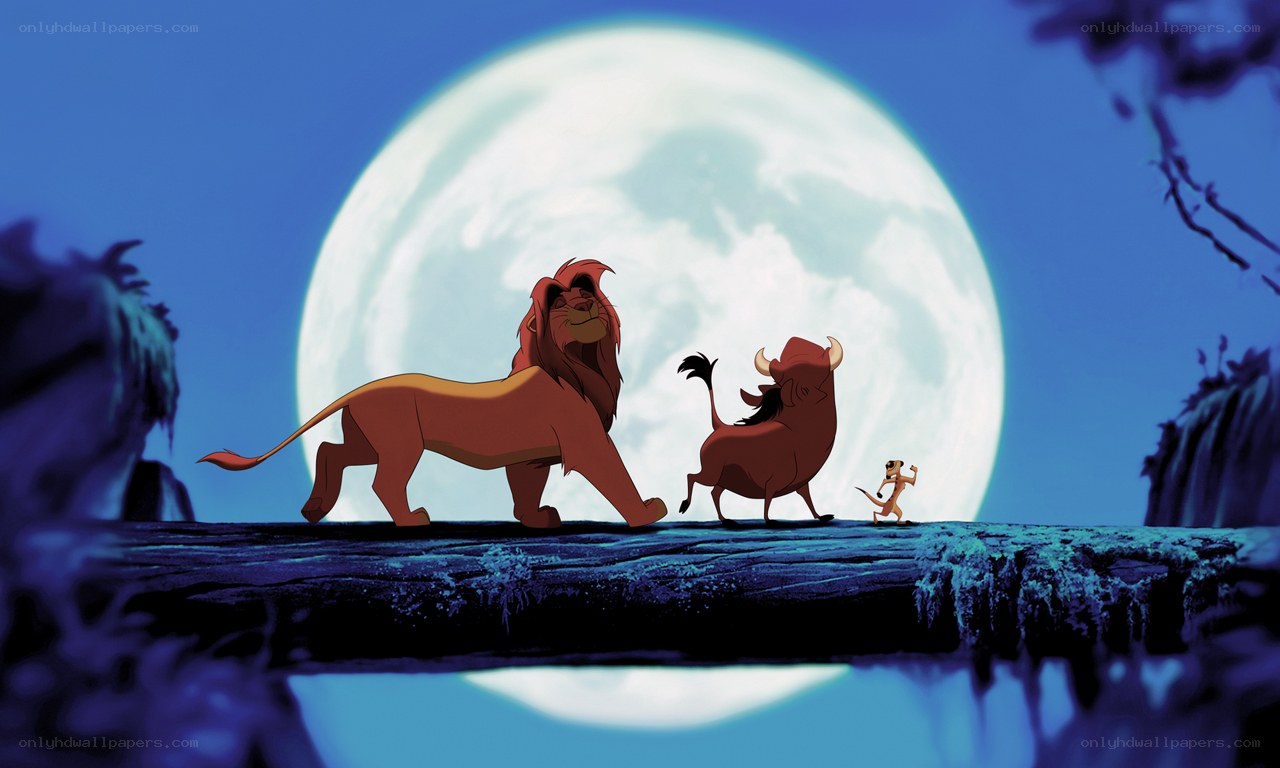 Lion King characters under moon