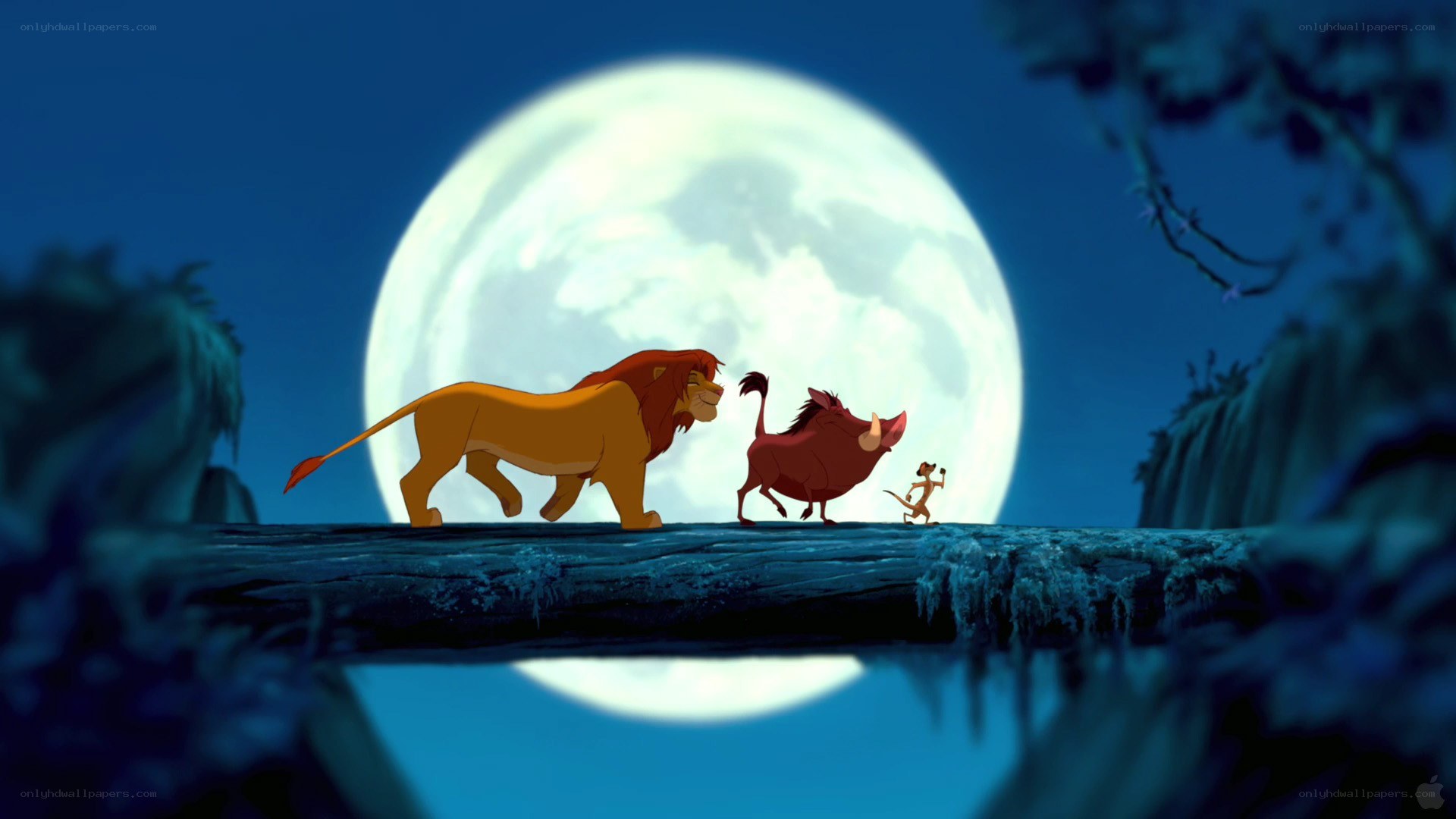 Lion King characters under moon