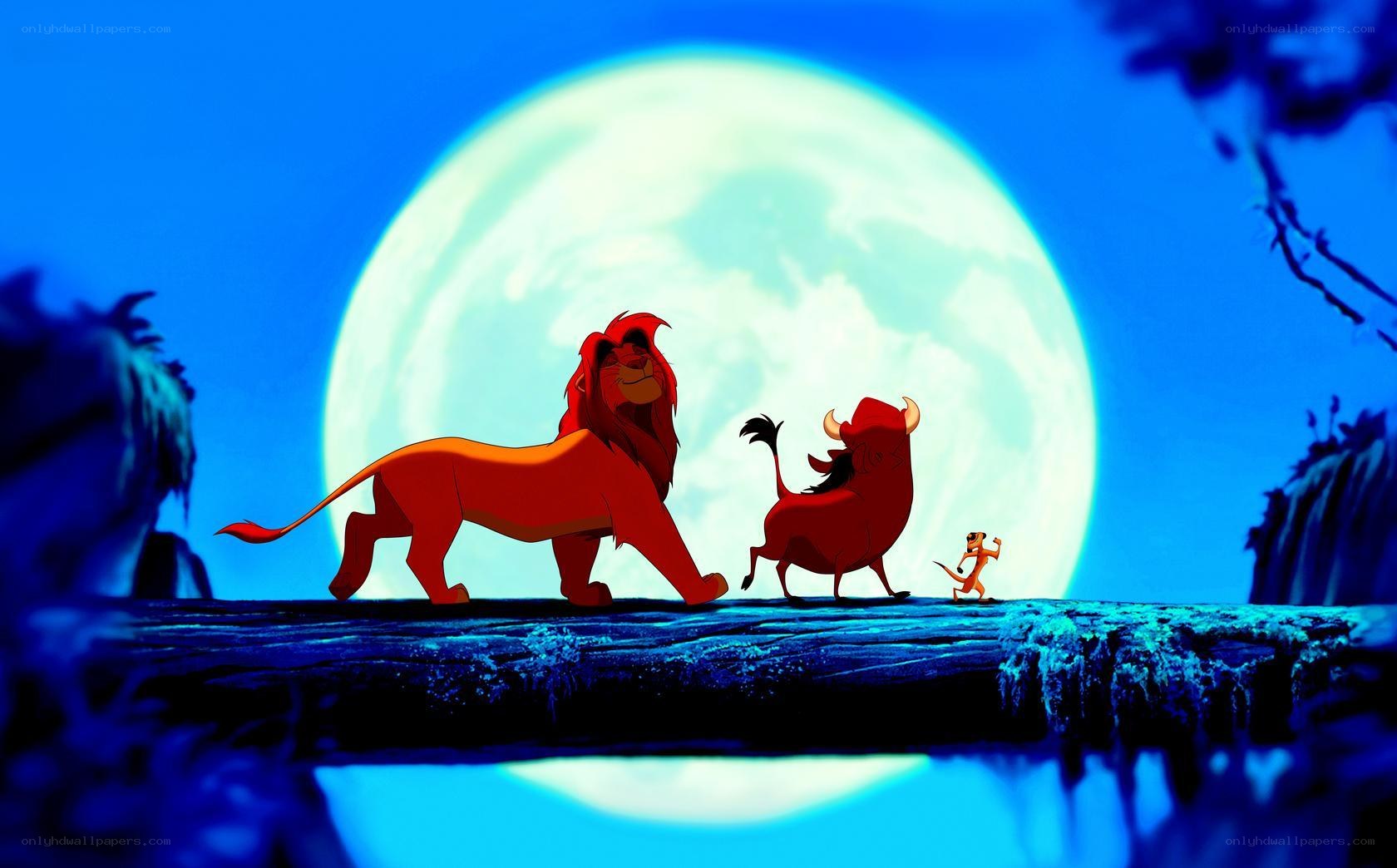 Lion King characters under moon