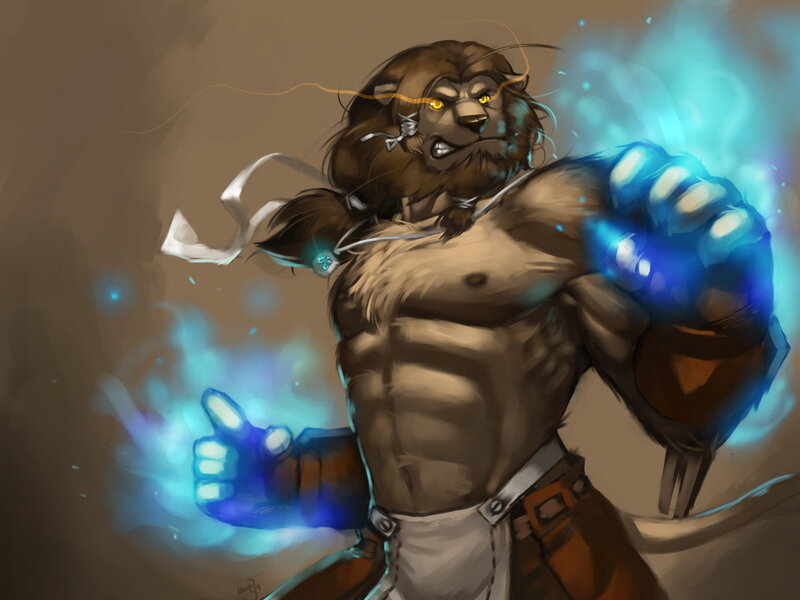 Lion-like Creature with Glowing Hands