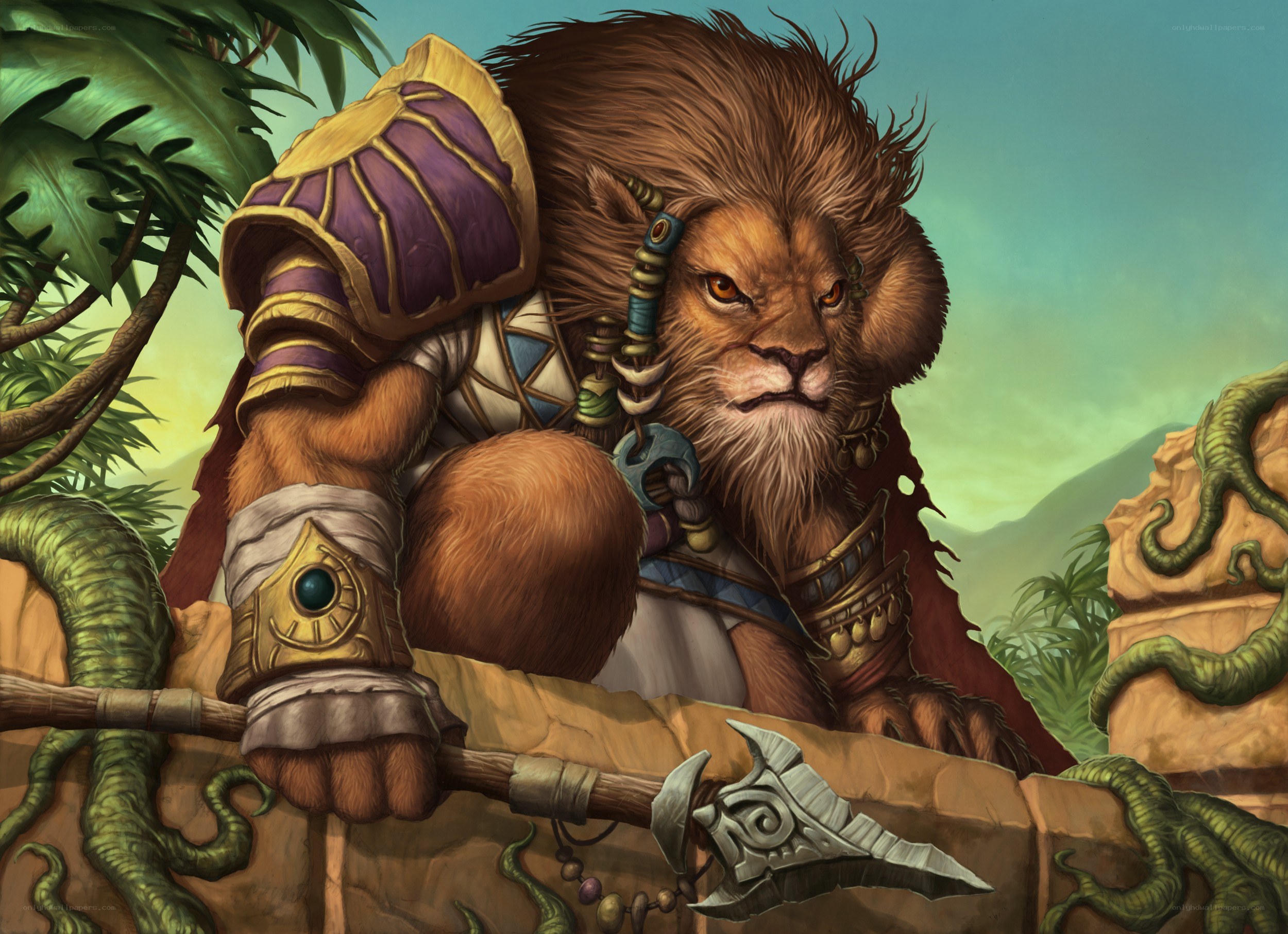 Lion-like warrior in jungle