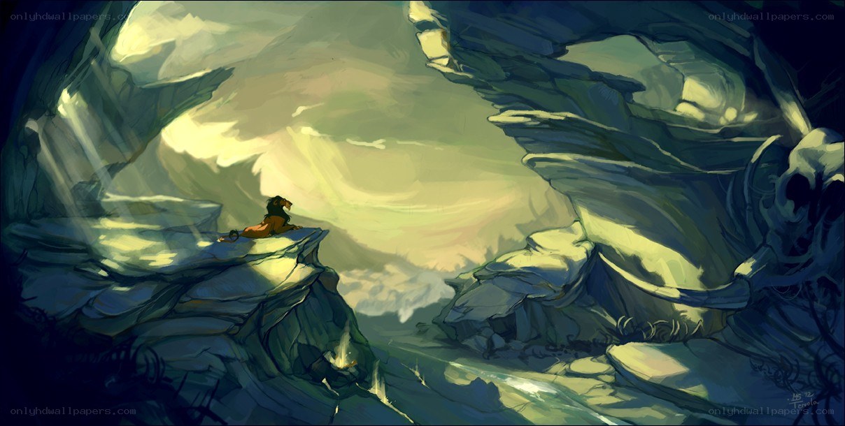 lion on a cliff at sunset