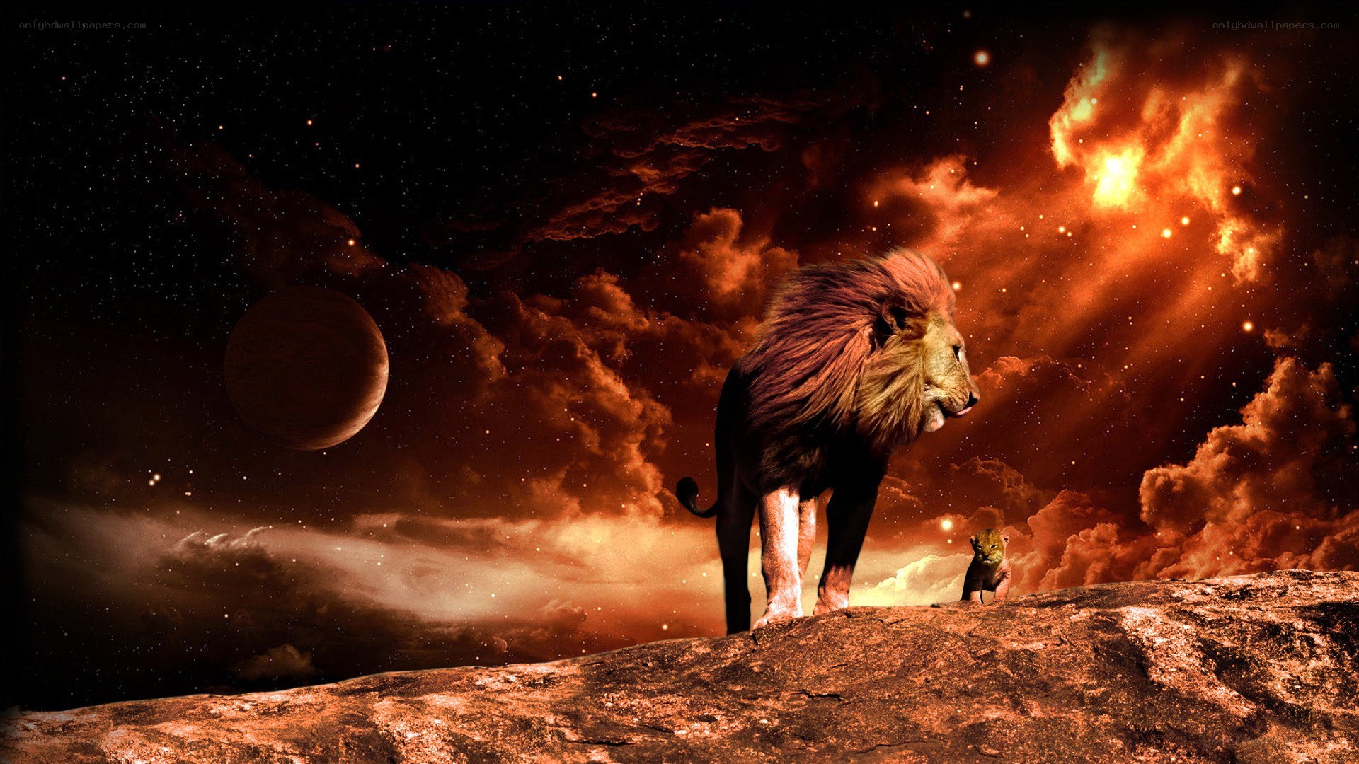 Lion on a cosmic cliff