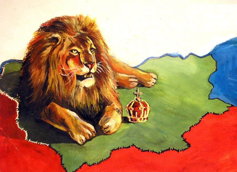 Lion on a map with crown