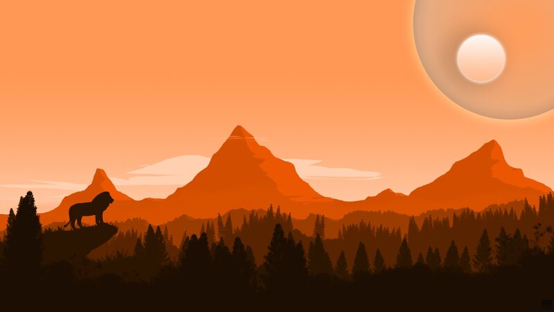 Lion on a Rock — Orange, Serene