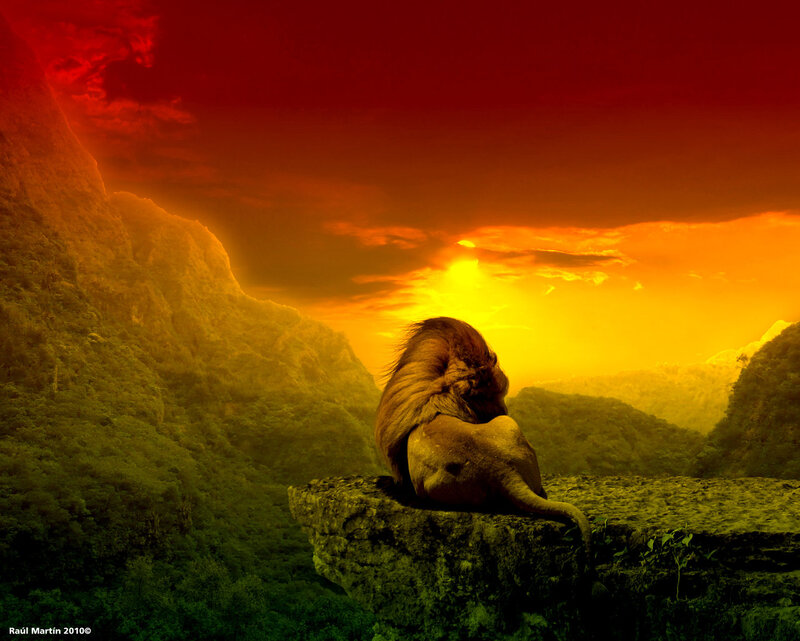 Lion on a Rock — Red