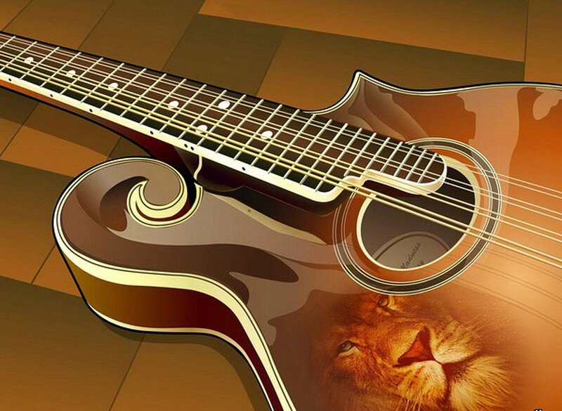 Lion on Guitar Body
