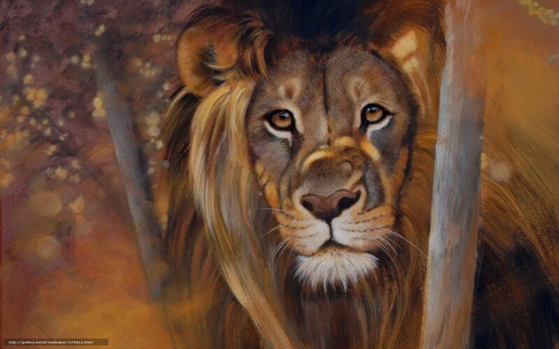 Lion portrait painting