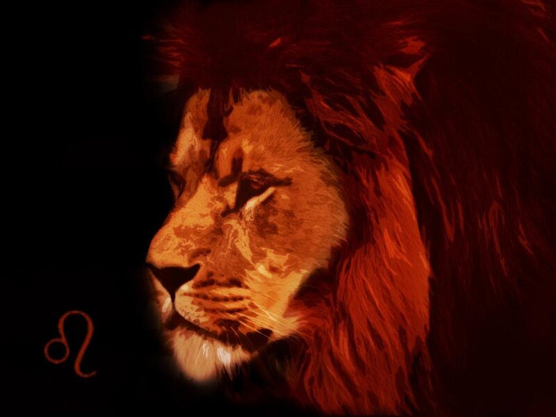 Lion profile with Leo symbol