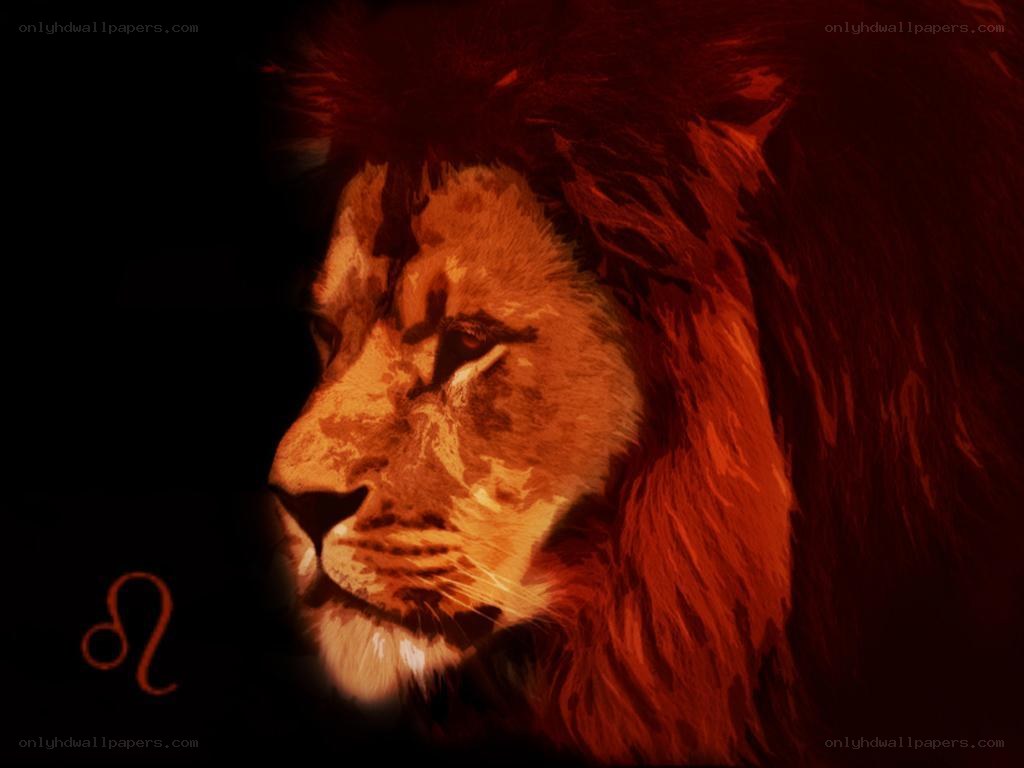Lion profile with Leo symbol
