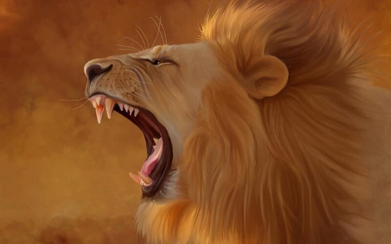 Lion Roaring — Brown