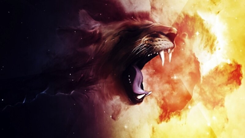 Lion Roaring in Space — Yellow