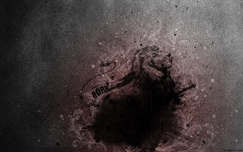 Lion roaring with ornate design