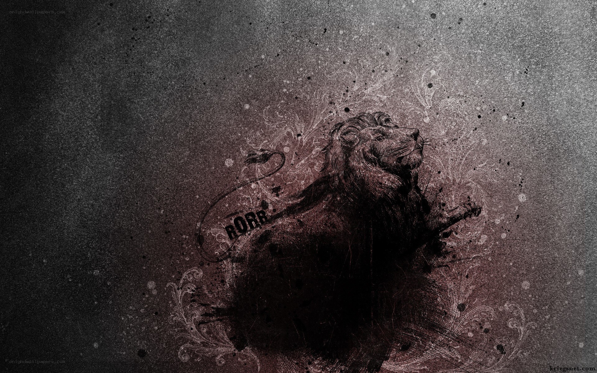 Lion roaring with ornate design