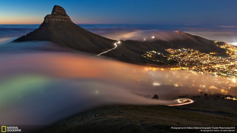 Lion's Head at night with fog