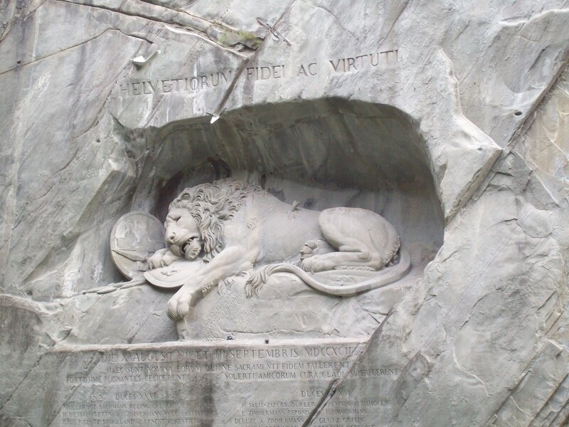 Lion sculpture in rock carving
