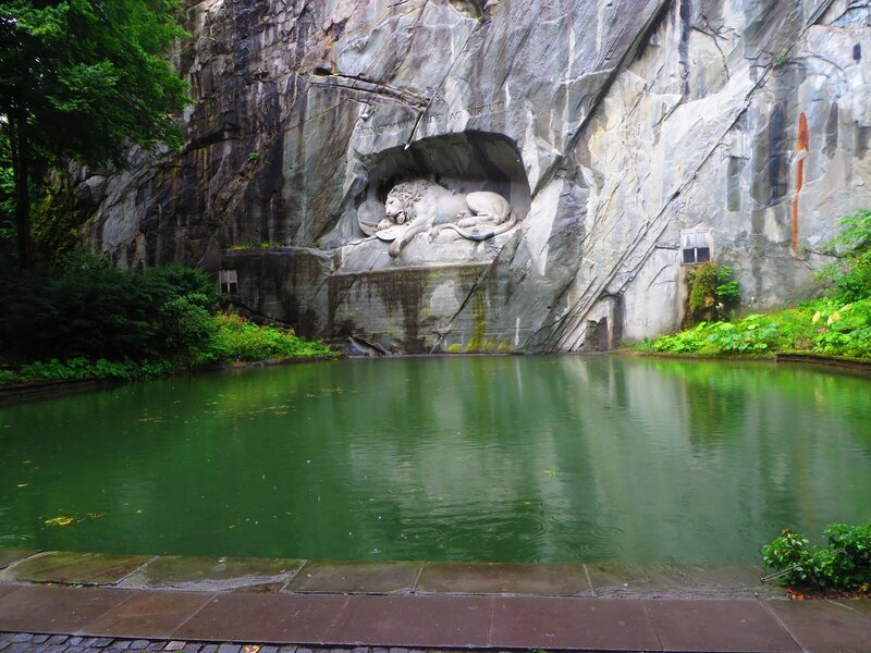 Lion Sculpture in Rock — Green