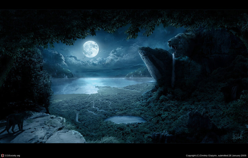 Lion-shaped Rock Formation — Blue