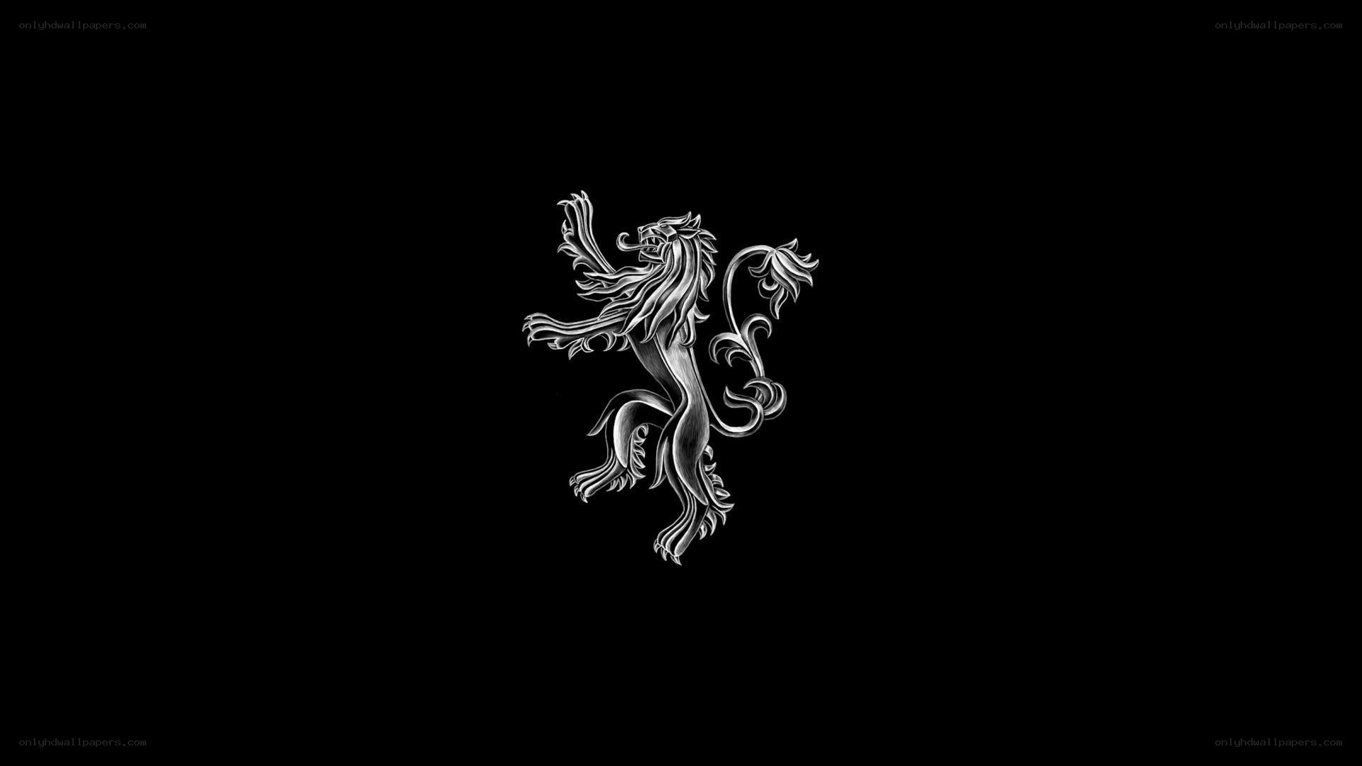 Lion sigil on black background
