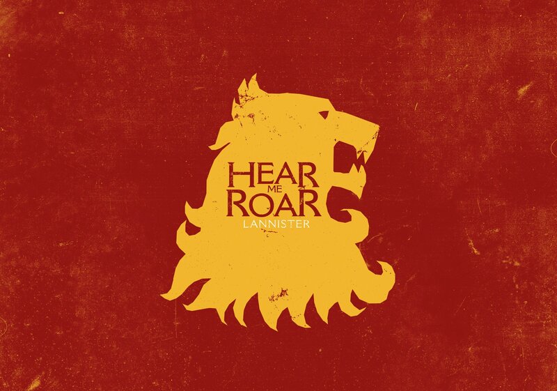 Lion Silhouette — Red, Dramatic, Illustration, Text