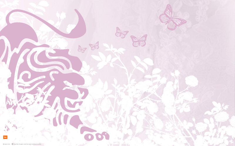 Lion Silhouette with Butterflies