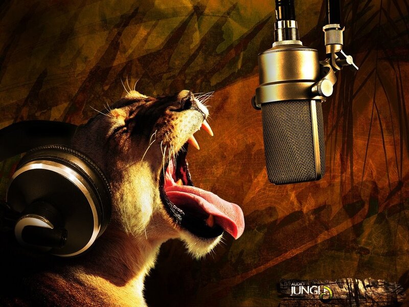 lion singing into microphone